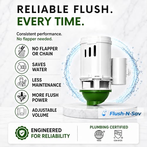 2 - Inch Flapper & Chain Eliminator Quick Connect Valve Conversion Kit & Overflow Water Conservator With Euro Button - Easy Install Without Tools - size: 2 - Inch, style: Euro Button