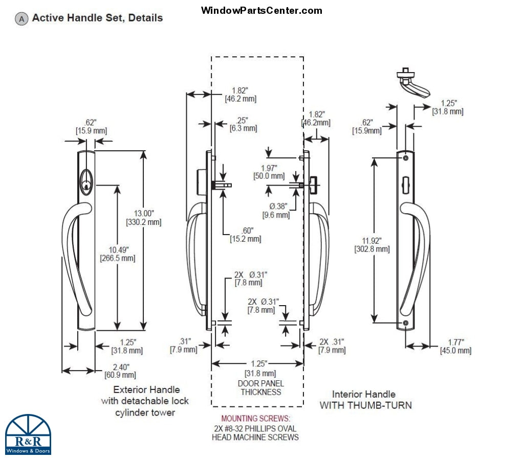 544 -Amesburytruth Signature Style Handle Set Two Point Locking For Sliding Patio Door