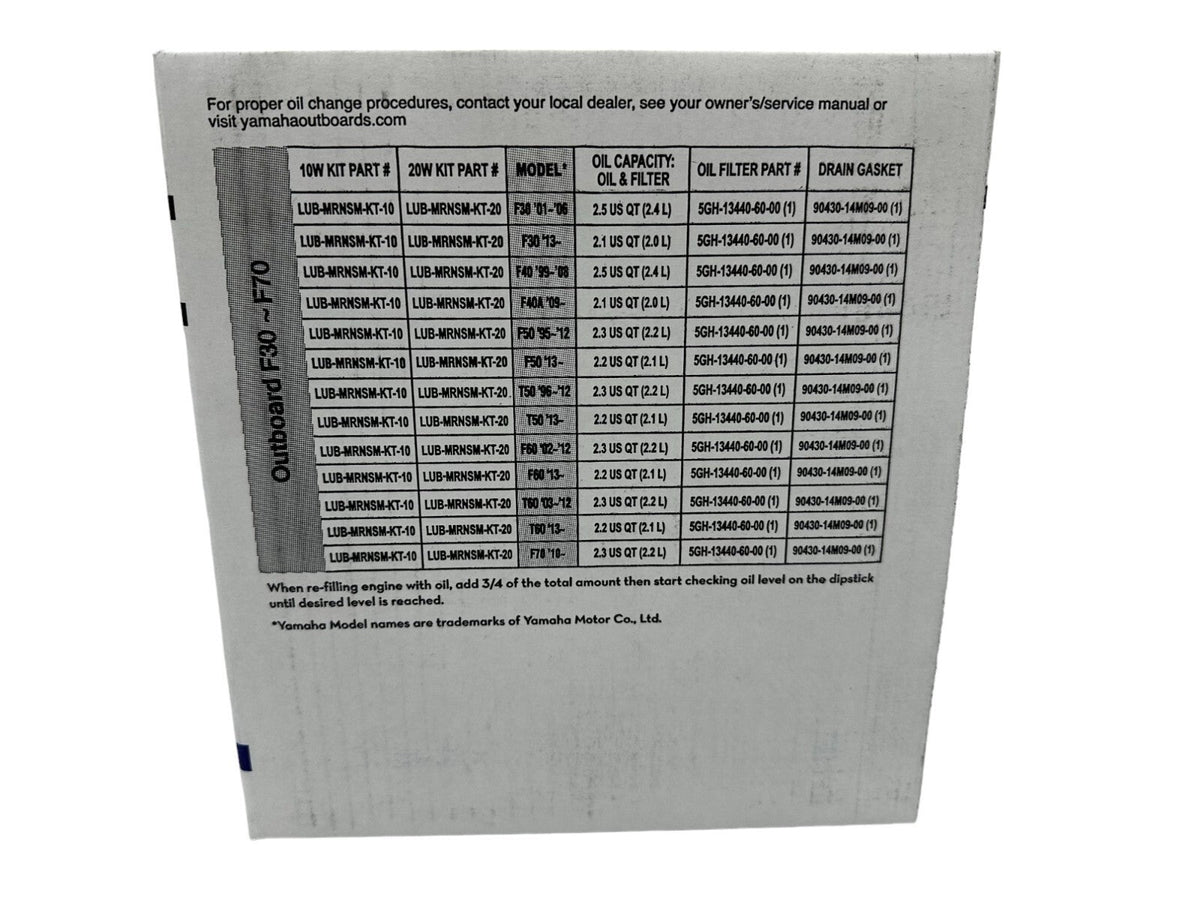 Yamaha Yamalube Standard Oil Change Kit for 2009-2024 F40A