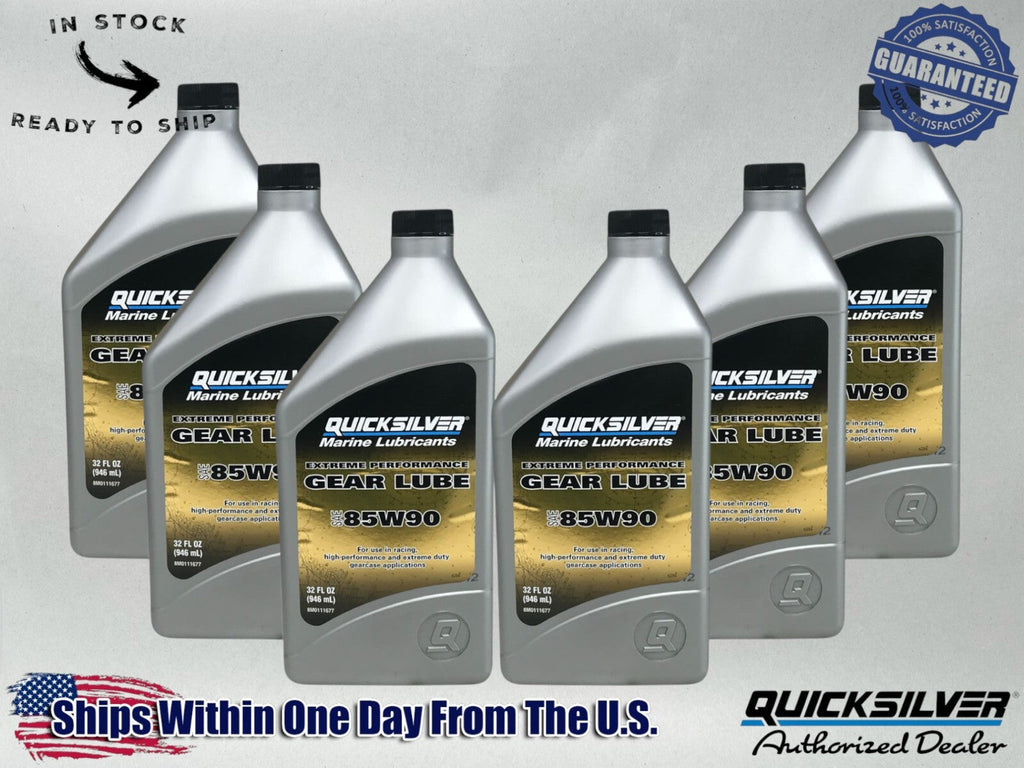 Quicksilver OEM SAE 85W90 Extreme Perf Gear Oil Quarts 92-8M0111677 6 Pack