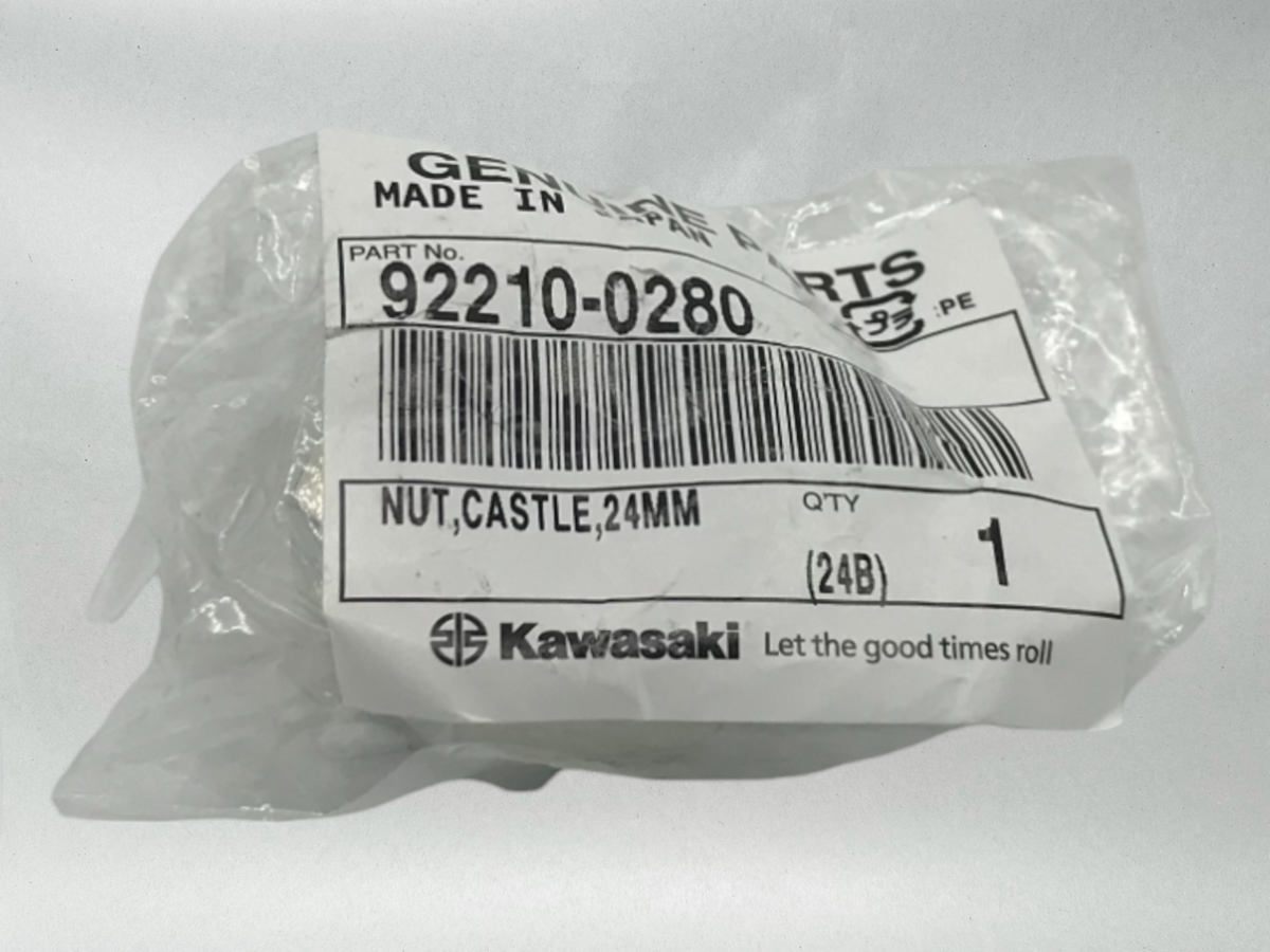 Kawasaki OEM Castle Nut 24mm 92210-0280 / (05-25)Ninja ZX-6R, ZX-10R