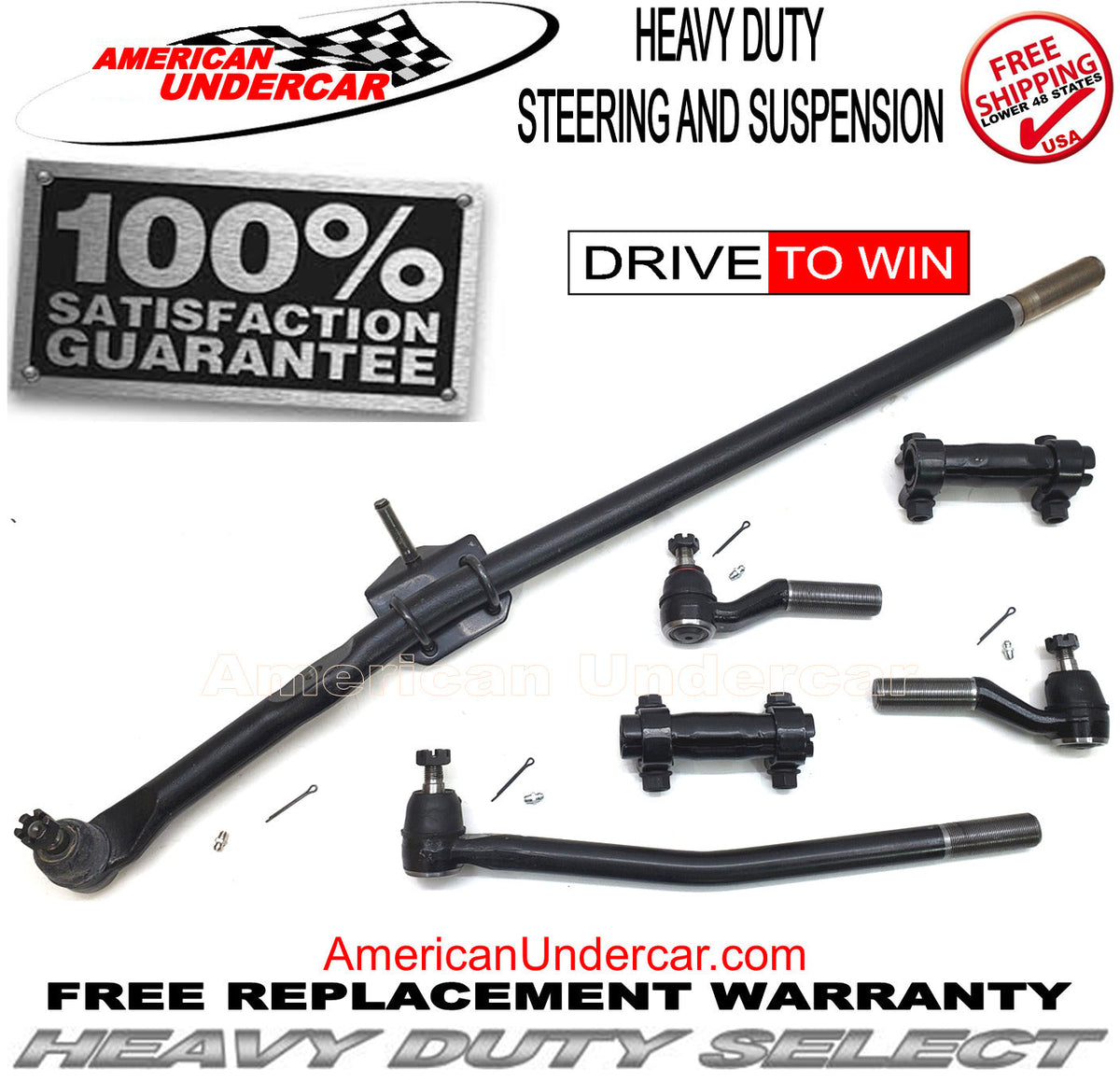 HD Drag Link Tie Rod Sleeve Steering Kit | 2008-2019 Ford E450 Super Duty DRW