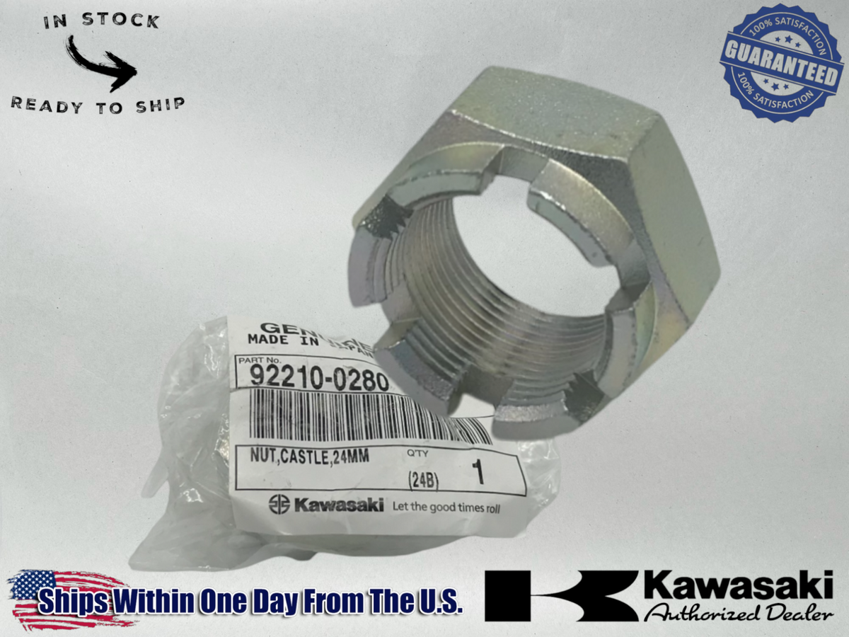 Kawasaki OEM Castle Nut 24mm 92210-0280 / (05-25)Ninja ZX-6R, ZX-10R