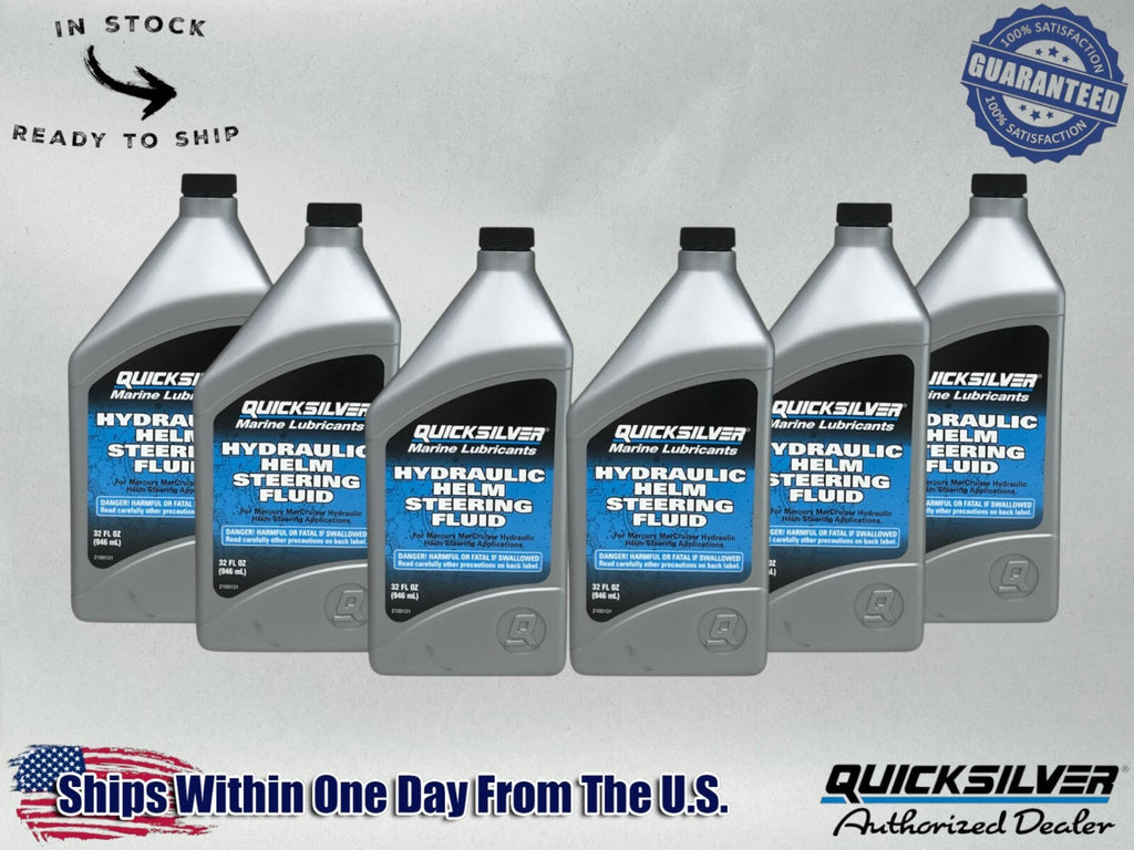 Quicksilver OEM Hydraulic Helm Steering Fluid Quarts 92-858078Q01 6 Pack
