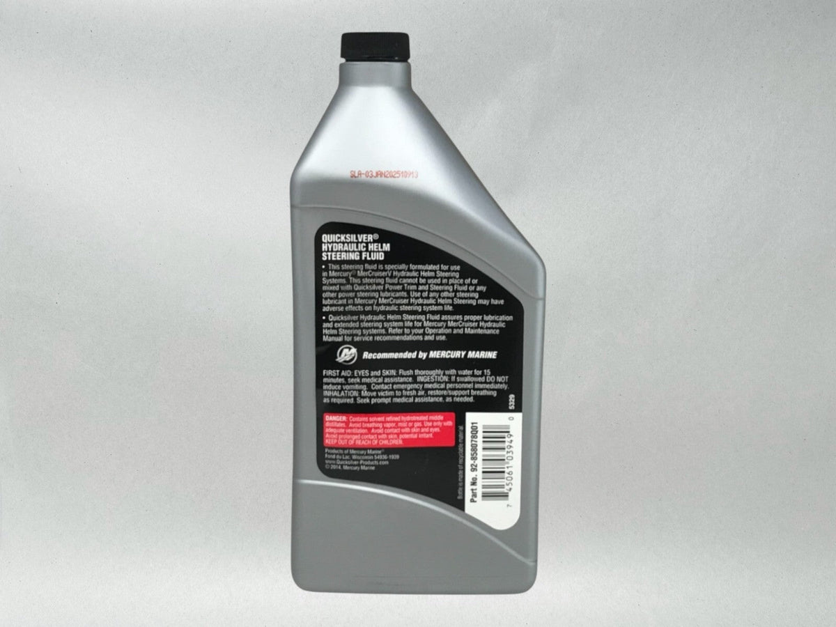 Quicksilver OEM Hydraulic Helm Steering Fluid Quarts 92-858078Q01 6 Pack