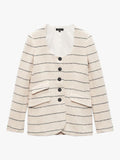 Rag & Bone Roslyn Crew Neck Stripe Tweed Women's Blazer UK Size 14 - Cream