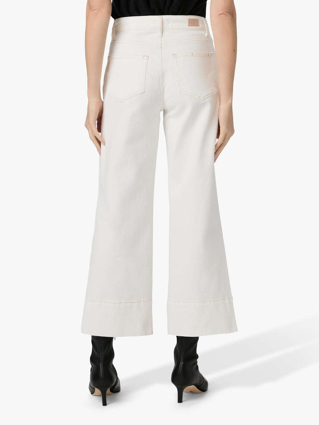 PAIGE Anessa High Rise Wide Leg Plain Women's Jeans - Toasted Ecru Size 26