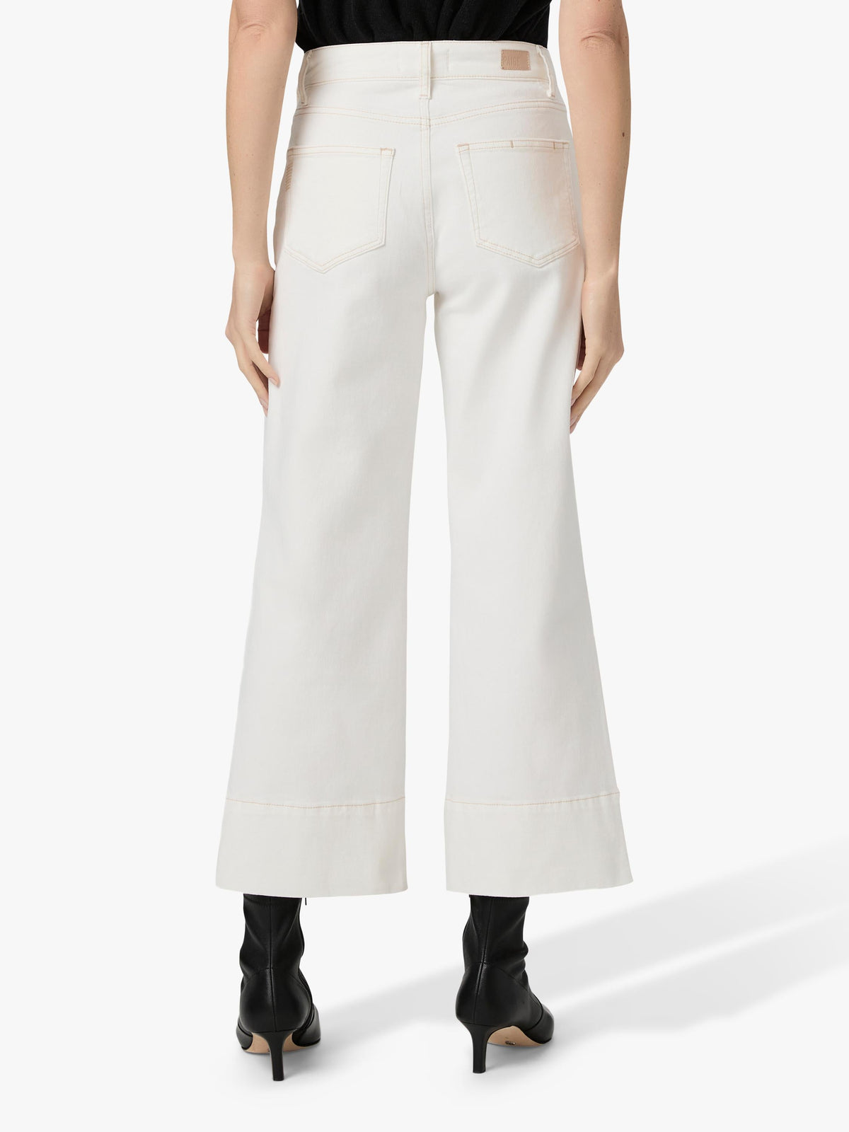 PAIGE Anessa High Rise Wide Leg Plain Women's Jeans - Toasted Ecru Size 26