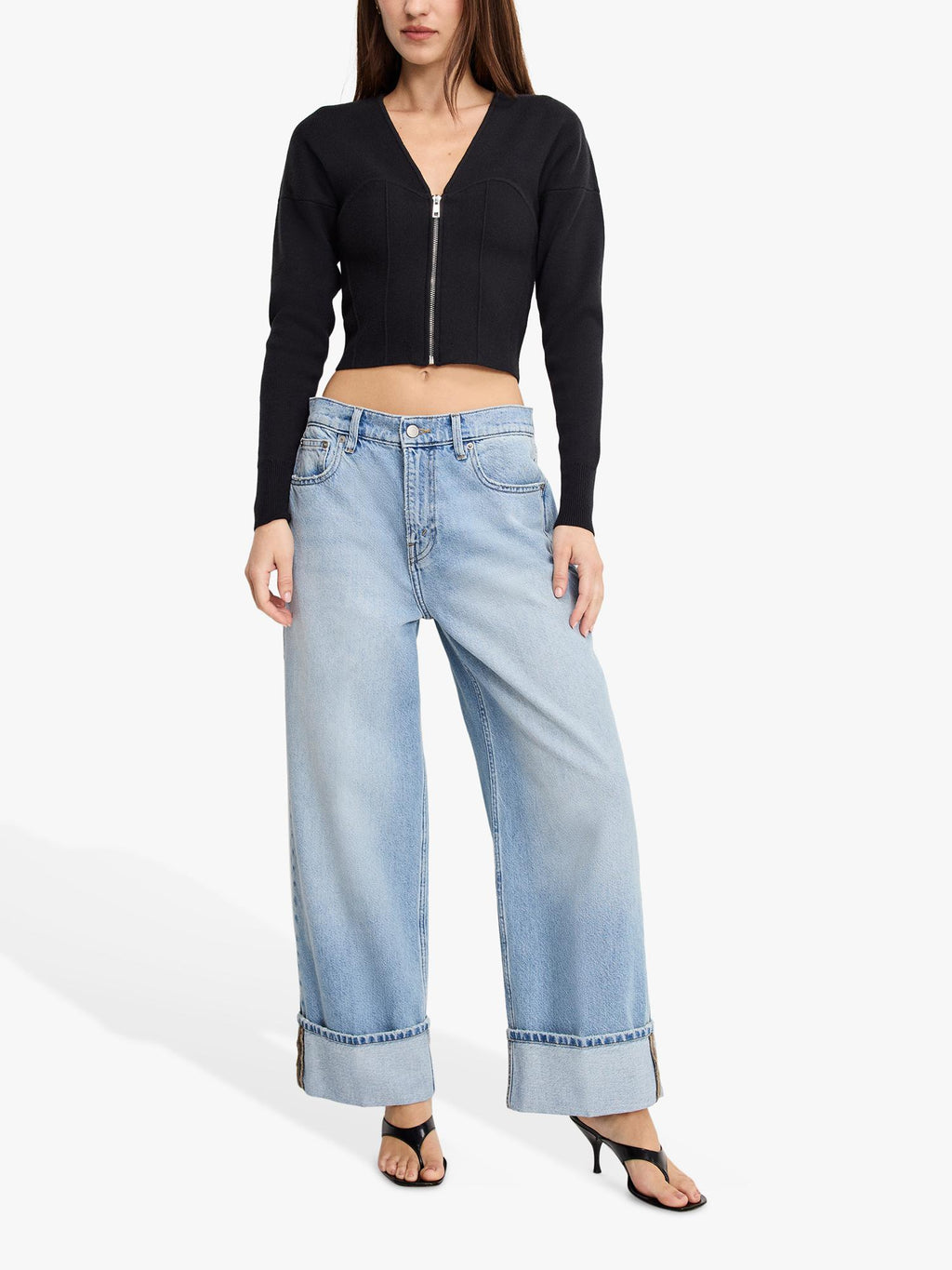 Good American Good Standard Baggy Mid Women's Jeans - Light Blue - Size 28
