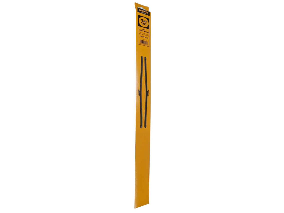Halfords Flat Wiper Blade Set 141 Front Pair 730mm/29"x2 Twin Pack Black