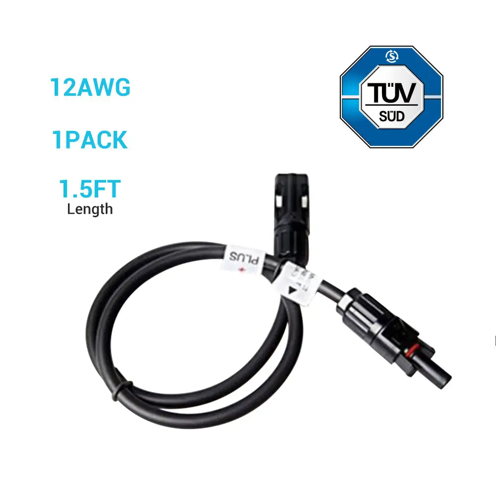 Solar Panel Extension Cable with Male to Female Solar Connectors (Single) Renogy
