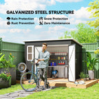 8.5' x 6' Galvanized Steel Outdoor Storage Shed with Window & Lockable Door, Dark Grey