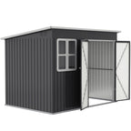 8.5' x 6' Galvanized Steel Outdoor Storage Shed with Window & Lockable Door, Dark Grey