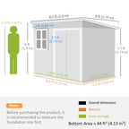 8.5' x 6' Galvanized Steel Outdoor Storage Shed with Window & Lockable Door, Dark Grey
