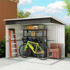 8.5' x 6' Galvanized Steel Outdoor Storage Shed with Window & Lockable Door, Dark Grey