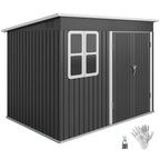 8.5' x 6' Galvanized Steel Outdoor Storage Shed with Window & Lockable Door, Dark Grey