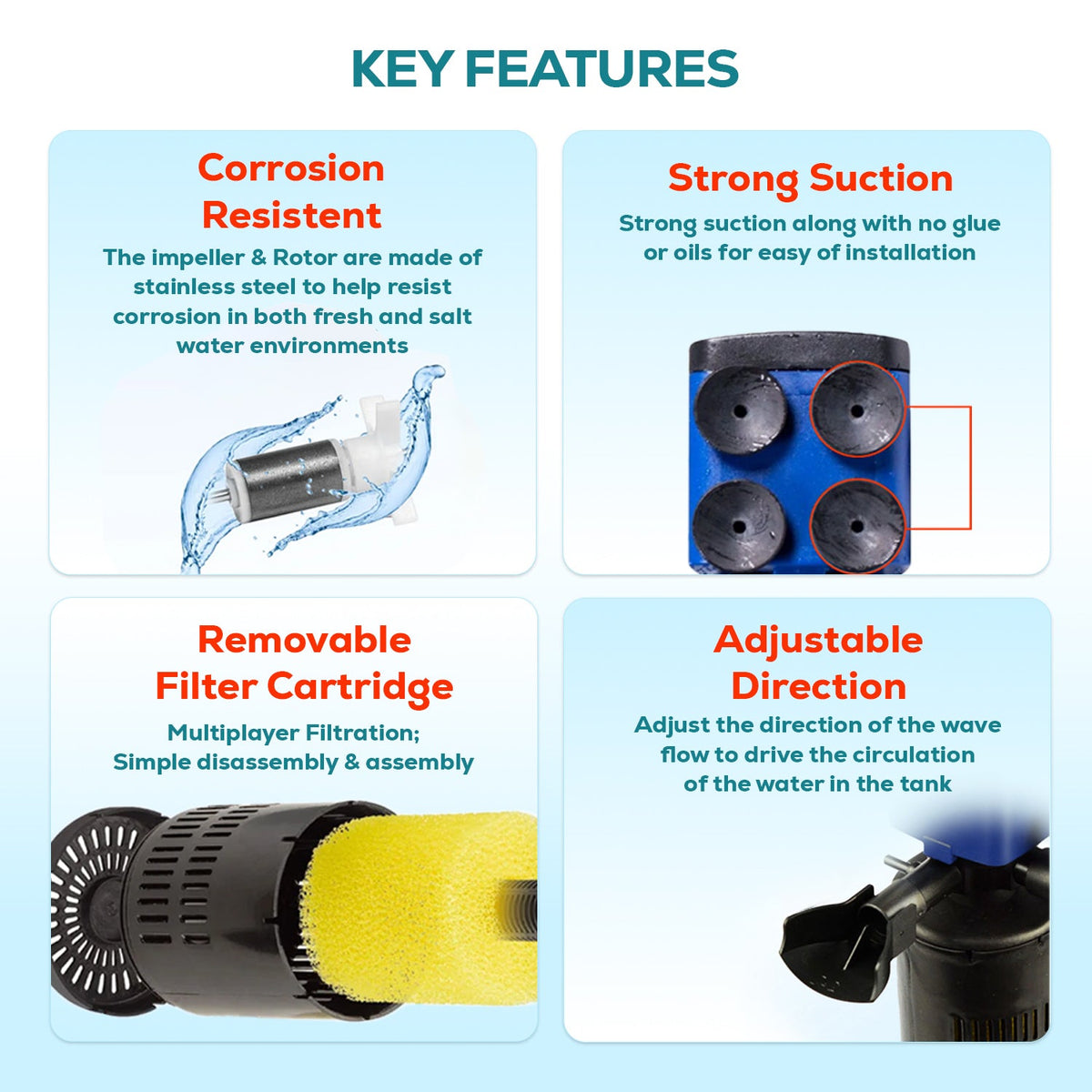 Aqua Dream 3in1 Aquarium Internal Filter Water Pump Oxygen 210 GPH