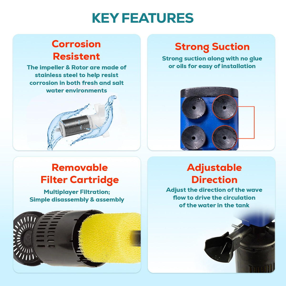 Aqua Dream 3in1 Aquarium Internal Filter Water Pump Oxygen 475 GPH