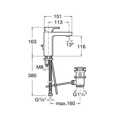 L90 Chrome Basin Mixer Tap With Pop-Up Waste