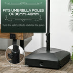 Garden Parasol Base Holder with Wheels & Brakes, 43kg Water or 60kg Sand Filled, Black
