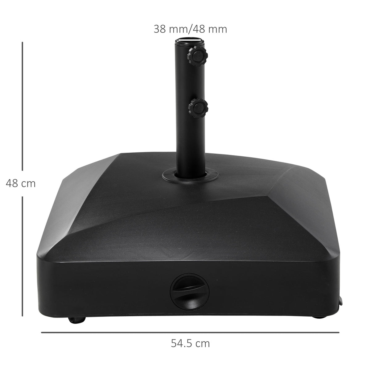 Garden Parasol Base Holder with Wheels & Brakes, 43kg Water or 60kg Sand Filled, Black