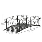 6FT Steel Arch Decorative Arc Landscaping Bridge with Safety Siderails for Backyard, Black