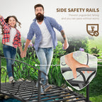 6FT Steel Arch Decorative Arc Landscaping Bridge with Safety Siderails for Backyard, Black