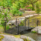 6FT Steel Arch Decorative Arc Landscaping Bridge with Safety Siderails for Backyard, Black