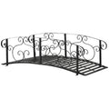 6FT Steel Arch Decorative Arc Landscaping Bridge with Safety Siderails for Backyard, Black