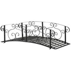 6FT Steel Arch Decorative Arc Landscaping Bridge with Safety Siderails for Backyard, Black