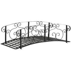 6FT Steel Arch Decorative Arc Landscaping Bridge with Safety Siderails for Backyard, Black