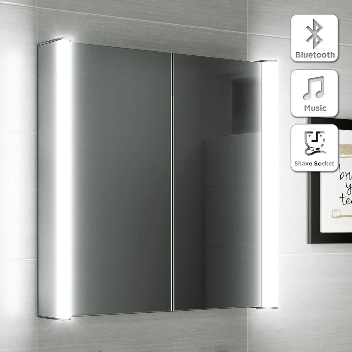Revere LED Illuminated Mirror Cabinet - 654mm x 500mm