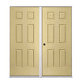 6 Panel Double Unit Fiberglass Prehung Textured Shed Doors