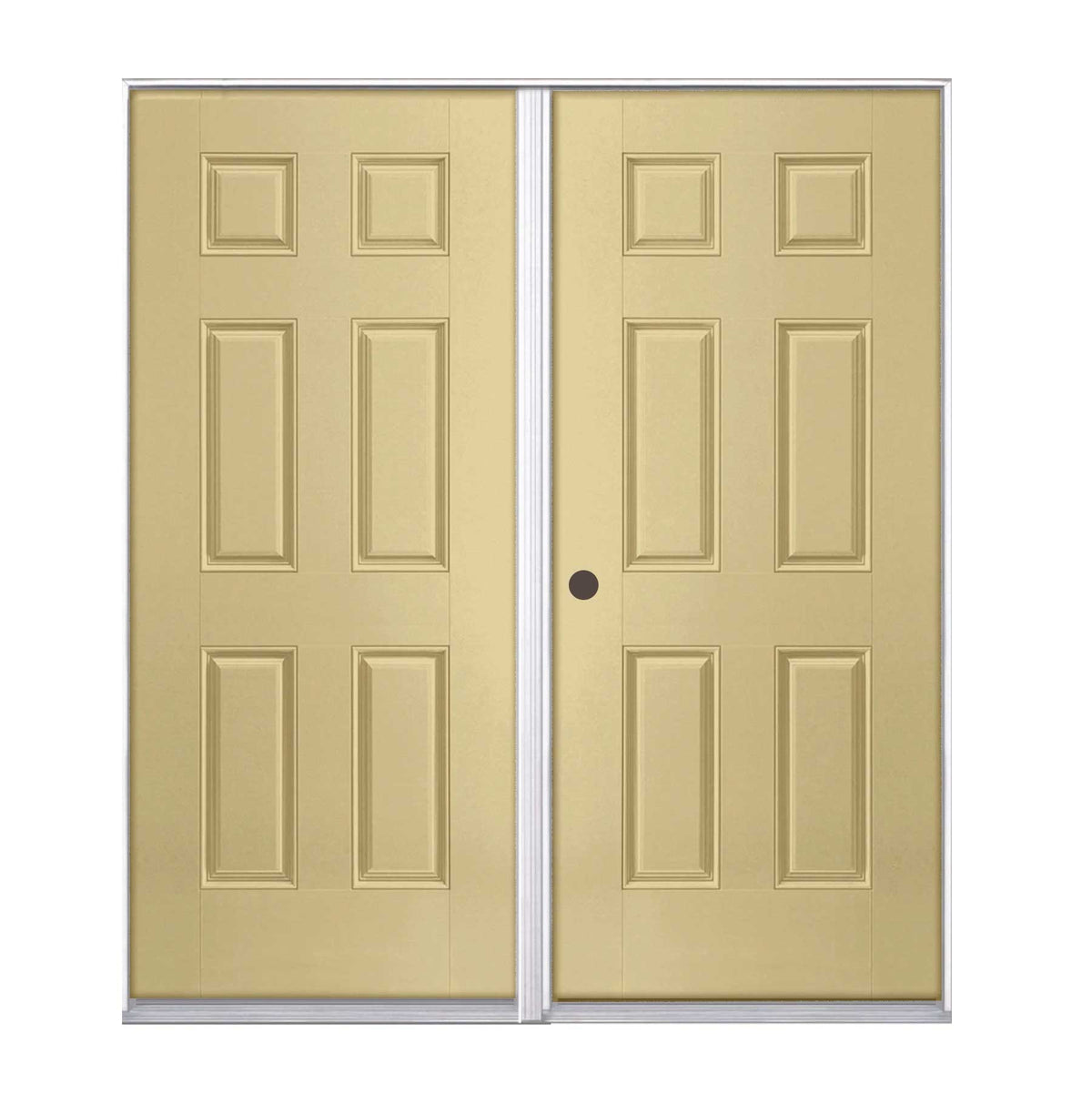 6 Panel Double Unit Fiberglass Prehung Textured Shed Doors