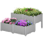 4 Piece Raised Garden Bed with Legs, Self-Watering Planter Box Raised Bed to Grow Flowers, Herbs & Vegetables, Gray