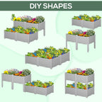 4 Piece Raised Garden Bed with Legs, Self-Watering Planter Box Raised Bed to Grow Flowers, Herbs & Vegetables, Gray