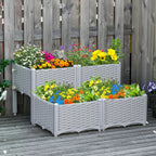 4 Piece Raised Garden Bed with Legs, Self-Watering Planter Box Raised Bed to Grow Flowers, Herbs & Vegetables, Gray