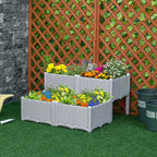 4 Piece Raised Garden Bed with Legs, Self-Watering Planter Box Raised Bed to Grow Flowers, Herbs & Vegetables, Gray