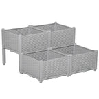 4 Piece Raised Garden Bed with Legs, Self-Watering Planter Box Raised Bed to Grow Flowers, Herbs & Vegetables, Gray
