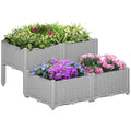 4 Piece Raised Garden Bed with Legs, Self-Watering Planter Box Raised Bed to Grow Flowers, Herbs & Vegetables, Gray