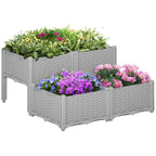 4 Piece Raised Garden Bed with Legs, Self-Watering Planter Box Raised Bed to Grow Flowers, Herbs & Vegetables, Gray