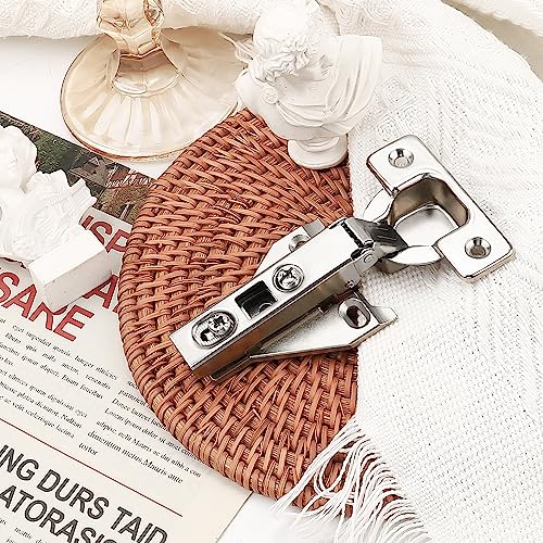 Probrico 1 Pair（2 Pack） Kitchen Cabinet Hinges for Face Frame Cabinet, Concealed Cabinet Hinges Brushed Nickel with Mounting Screws - size: 1 Pair