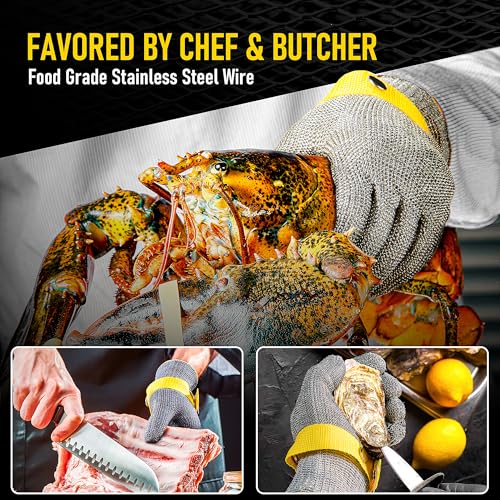 COOLJOB A9 Food Grade Cut Resistant Gloves for Kitchen Chef Butcher, S-XL - size: Medium