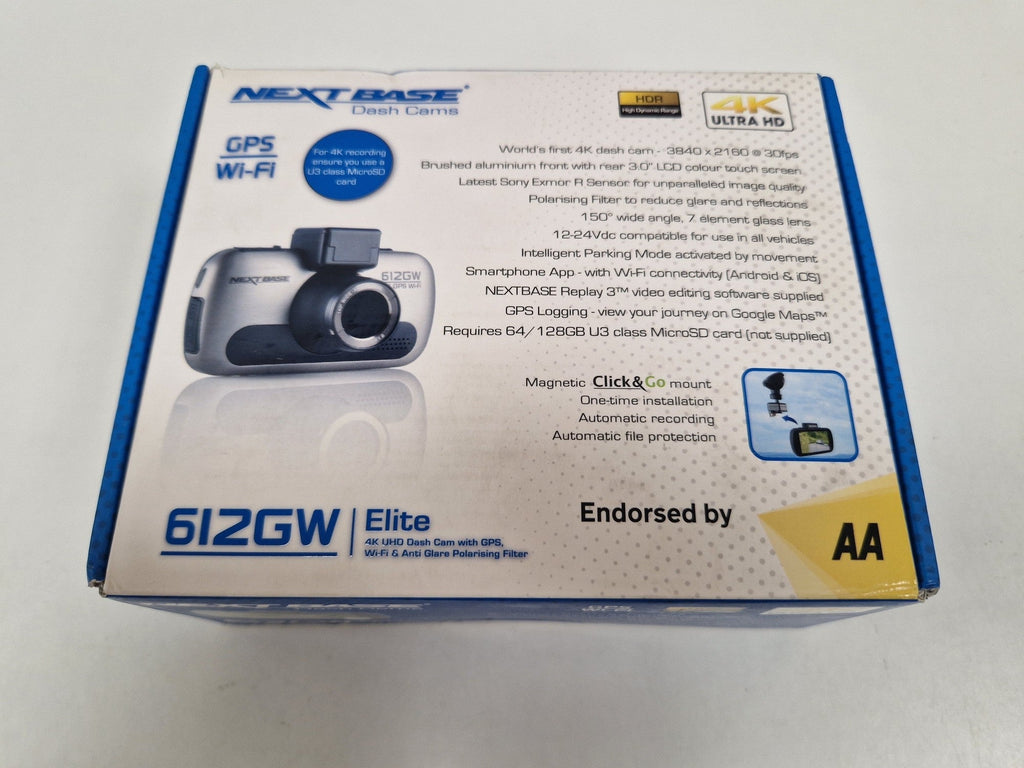 Nextbase 612GW Elite 4K UHD Dash Cam GPS Wi-Fi HDR 3in Touchscreen - Grey