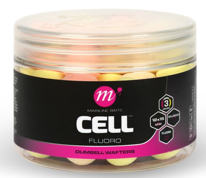 Mainline Baits Cell Fluoro Dumbell Wafters 12x15mm PYW Mix