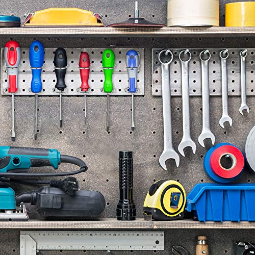 Ripeng 4 Pieces Pegboard Screwdriver Holder PegBoard Tool Holders, Silver - color: Silver