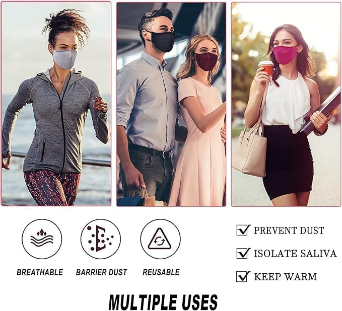 Washable Reusable Cloth Face Masks for Women Men 10 Pack - color: Black