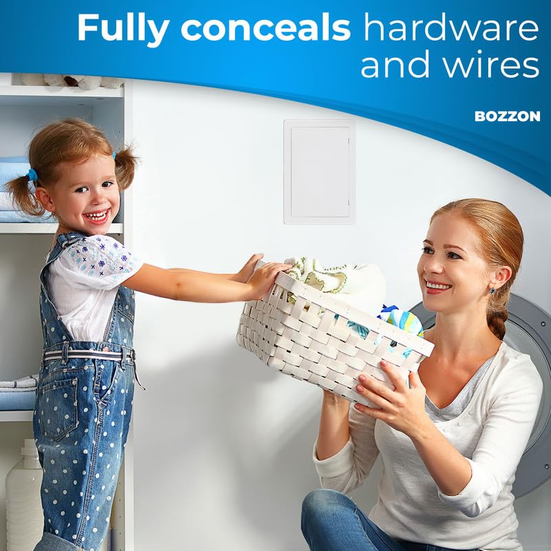 BOZZON Access Panel for Drywall - 12 x 16 in - Wall Hole Cover - Access Door - Plumbing Access Panel for Drywall - Heavy Durable Plastic White - size: 12 x 16
