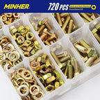 MINHER M4 M5 M6 Bolts and Nuts Assortment Kit 720PCS Hex Screws Nuts & Washers Set - color: M4, M5, M6 (720PCS)