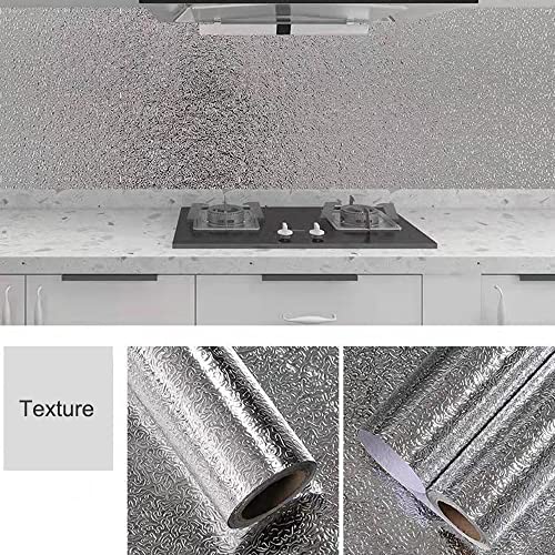 Peel and Stick Wallpaper, Silver Texture, 15.7" x 394" - color: Silver Texture, size: 15.7"W x 394"L